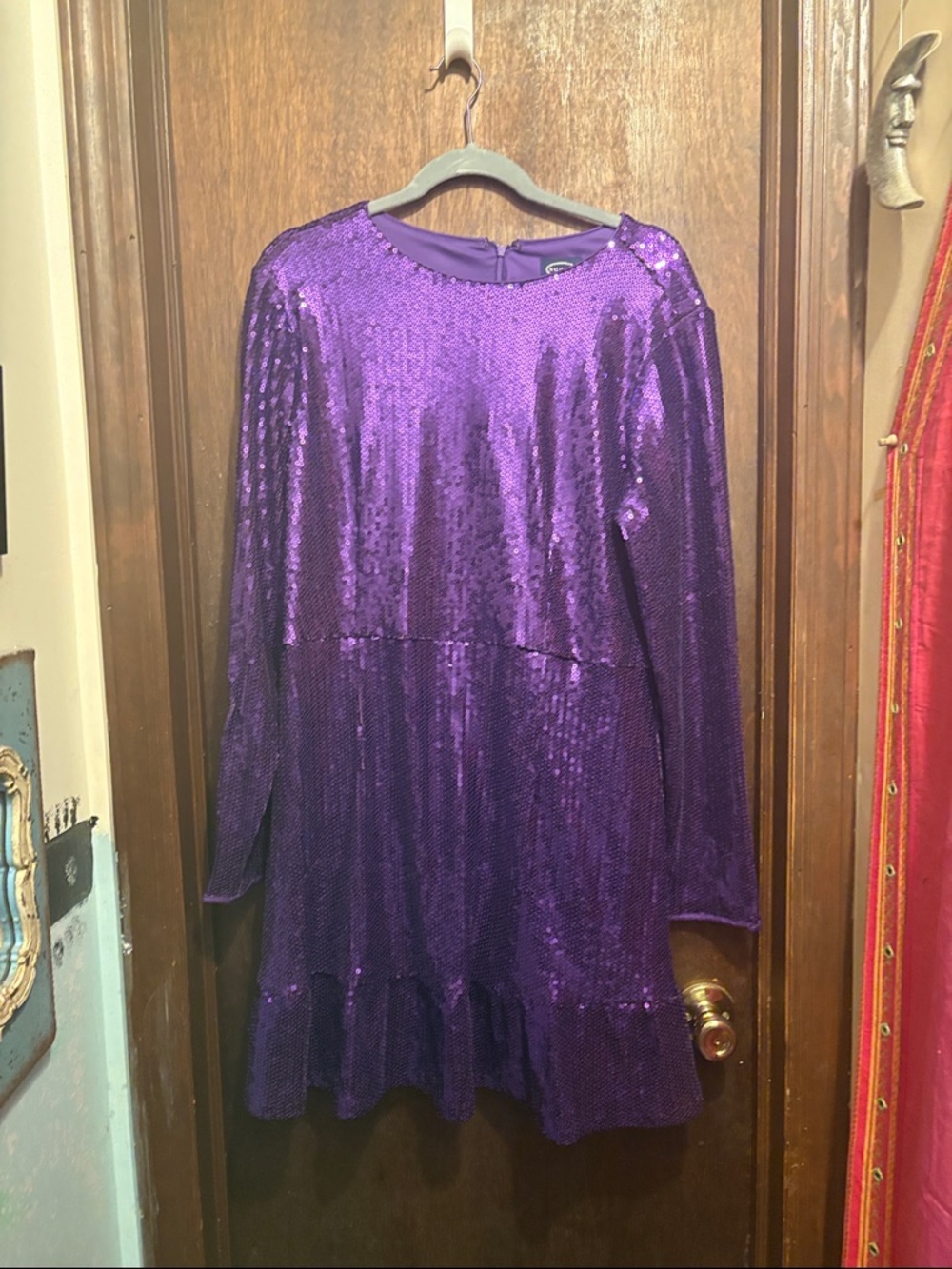 Scoop purple sequin mini dress